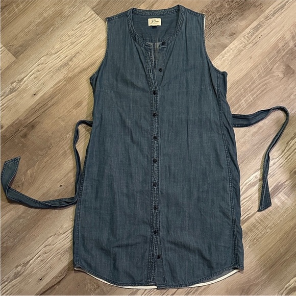 J.Crew Denim Sleeveless Shirtdress - Picture 2 of 5